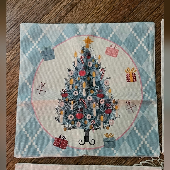 4pcs/Set Christmas Nutcracker & Christmas Tree Plaid Printed Pillow Covers - Picture 3 of 6